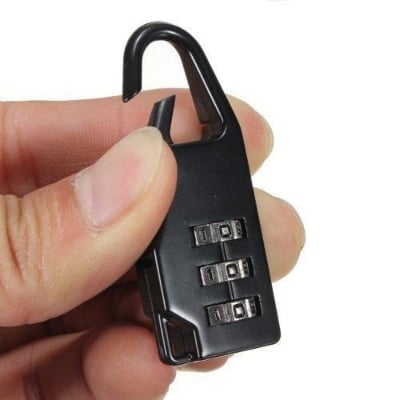Picture of 3 Digit Mini Luggage Suitcase Security Padlock Password Lock - Black