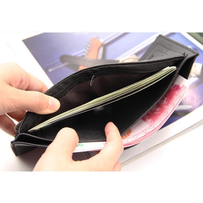 Picture of Mens Leather Front Pocket Slim Wallet - Black