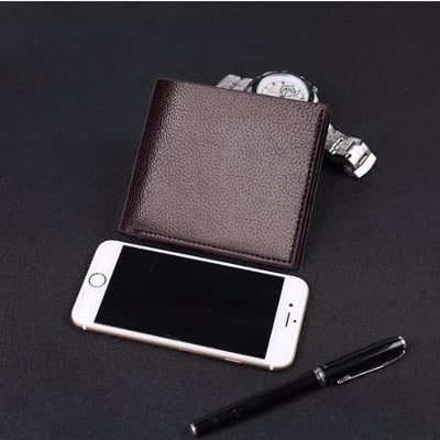 Picture of ID Window Card Case Mens Leather Front Pocket Slim Wallet - Chocolate