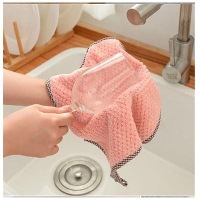 Picture of Absorbent Kitchen Dishcloth Towel - 1 Pcs - Pink
