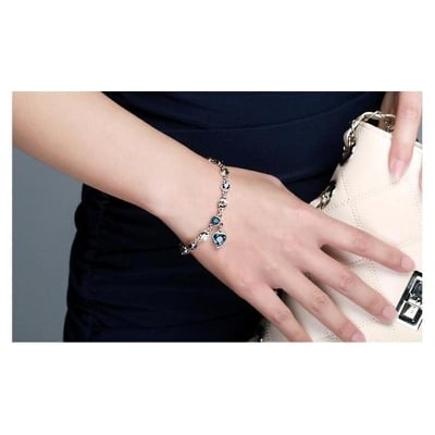 Picture of Blue Crystal Bracelet for Wedding Silver Bracelet(Null) - Blue