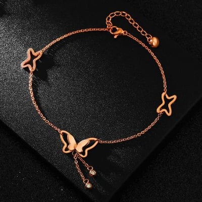 Picture of Golden Acrylic Women Crystal Anklet(Null) - Golden