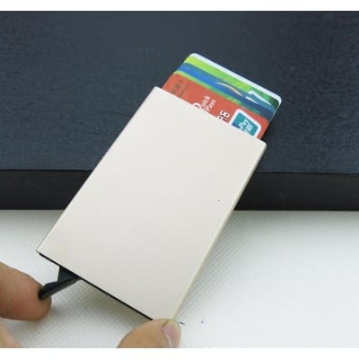 Picture of Automatic Stainless Steel Aluminum Credit Card Holder - Silver