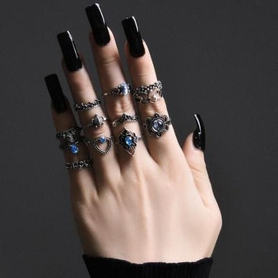 Picture of Rose Flower Finger Ring for Woman - 13 Pcs(Null) - Silver