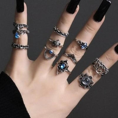 Picture of Luxury Design Trendy Finger Rings for Women - 13 Pcs(Null) - Silver