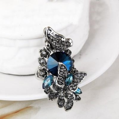 Picture of Crystal Cz Blue Stone Silver Rings for Women(Null) - Blue