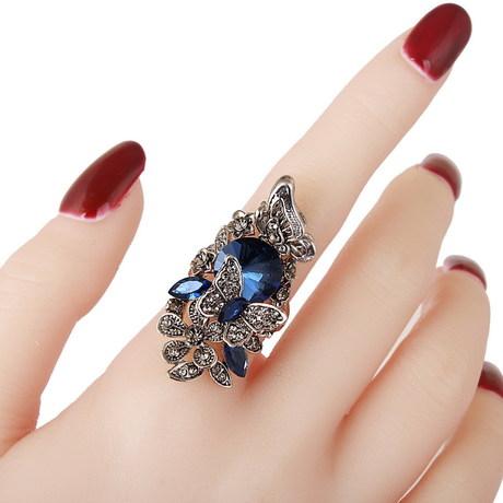Picture of Crystal Cz Blue Stone Silver Rings for Women(Null) - Blue