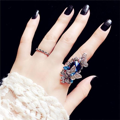 Picture of Fashion Jewelry Blue Stone Finger Ring for Women(Null) - Blue