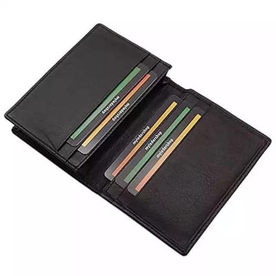 Picture of Black Genuine Leather Credit & visiting Card Holder - Black