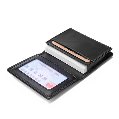 Picture of Black Genuine Leather Credit & visiting Card Holder - Black
