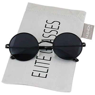 Picture of Hipe Black Round Sunglasses for Men and Women(Null) - Black