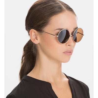 Picture of Retro Round Metal Hippie Sunglasses(Null) - Brown