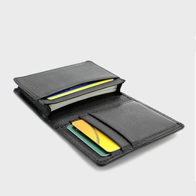 Picture of Black Genuine Leather Credit & visiting Card Holder - Black