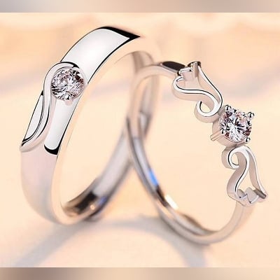 Picture of Crystal Cz Stone Wedding Engagement Rings For Couple(Null) -  Ring For Girls - Silver