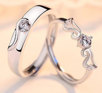 Picture of Crystal Cz Stone Wedding Engagement Rings For Couple(Null) -  Ring For Girls - Silver