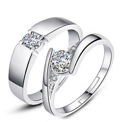 Picture of Love Crystal Couple Finger Ring(Null) - Silver