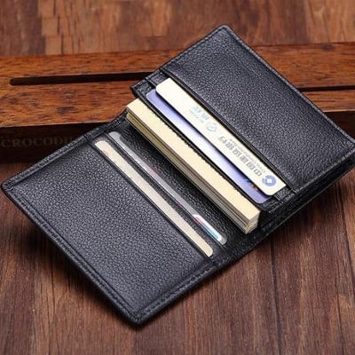 Picture of Real leather small business card holder/Wallet - Black