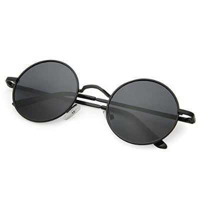 Picture of Black Metal round Sunglasses Unisex Retro Fashion Large Frame Optical Glasses for Men And Women - Black