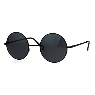 Picture of Black Metal round Sunglasses Vintage Style Unisex Fashionable Eye Protection - Black