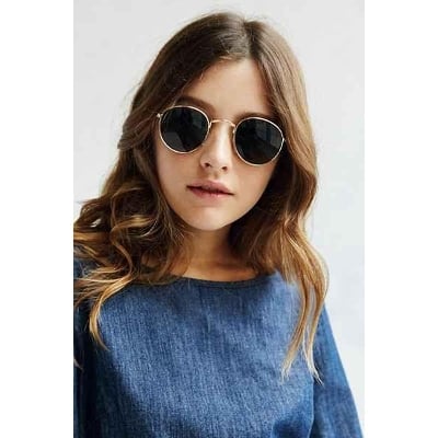 Picture of Retro Round Metal Hippie Sunglasses(Null) - Black