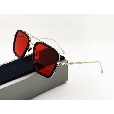 Picture of Men Vintage Steampunk Sunglasses(Null) - Red