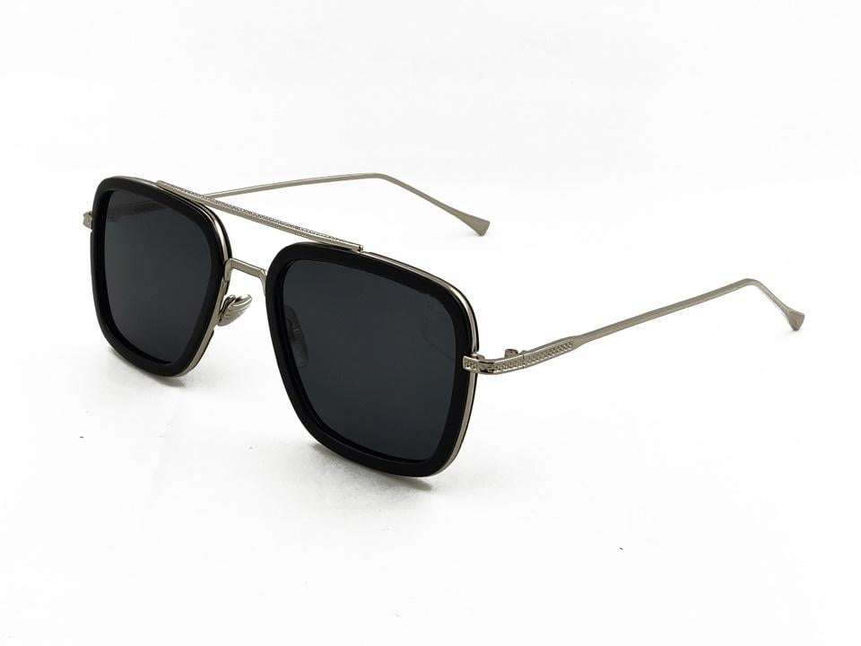 Picture of Black Eagle Tony Stark Iron Man Mirror Black Metal Sunglasses(Null) - Black