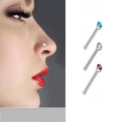 Picture of Pack Of Four Nose Rings Bone Stud Pin Cz- 1 Pcs(Null)