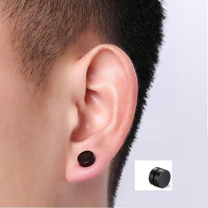 Picture of Men'S Black Circular Magnetic Earring(Null) -  MM