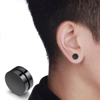Picture of Round Black Magnetic Earrings for Mens(Null) -  MM