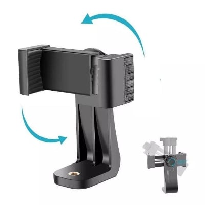 Picture of Universal Tripod Mount Clip Vertical Bracket Holder 360 Adapter For Cell Phone - Black