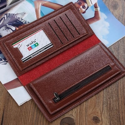 Picture of Long Men Bense Wallet Frosted Design PU Leather Wallets Card Holder Soft Purse - Brown
