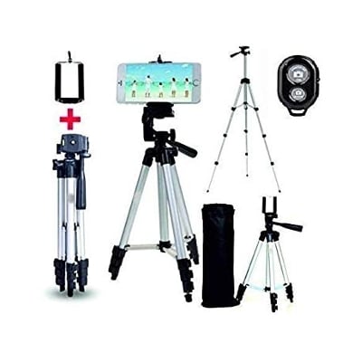 Picture of Aluminum Camera Tripod Stand Bluetooth Wireless Remote Control Camera Shutter - Silver