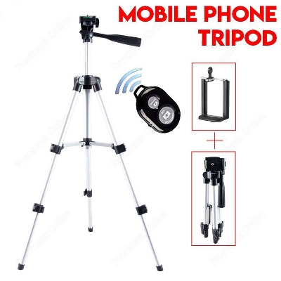 Picture of Camera & Mobile Tripod Stand with Mobile Clip Holder - Silver