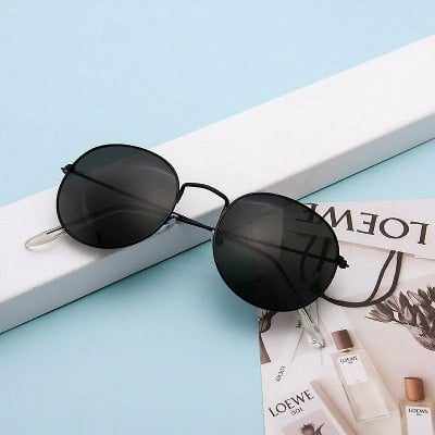 Picture of Retro Round Metal Hippie Sunglasses(Null) - Black