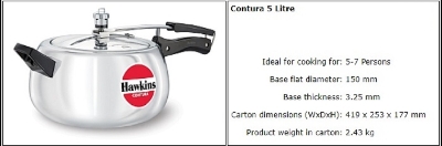 Picture of Hawkins Contura Silver Pressure Cooker 1.5L-6L (Silver5)