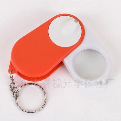 Picture of Folding Magnifying Lens Keyring LED Lighted Magnifying Glass - Orange