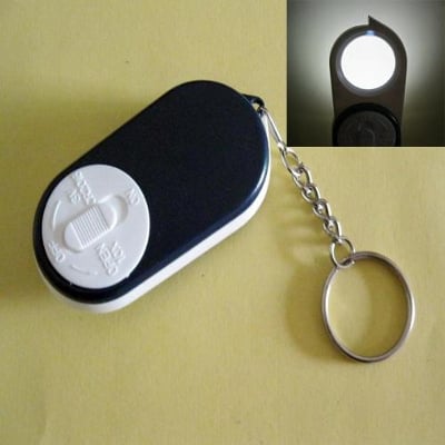 Picture of Mini Magnifying Magnifier Glass with Illuminant LED Light Keychain - Black