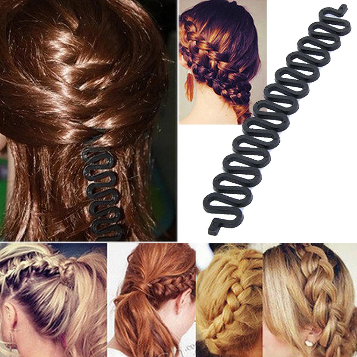 Picture of Fish Bone Hair Braiding French Braid Tool Roller - Black