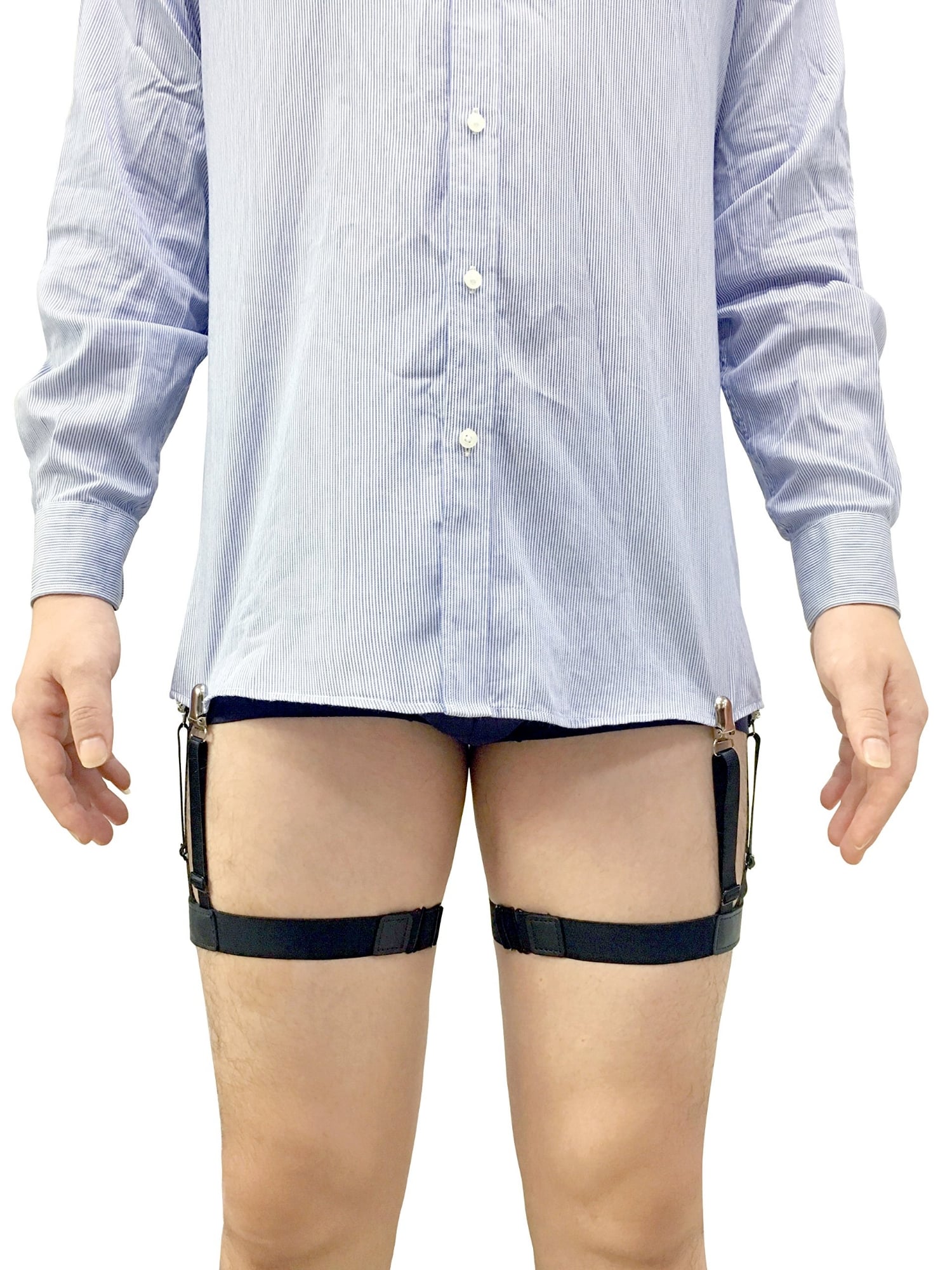 Picture of 2pcs Stays Holders Elastic Shirt Garter Non-slip Locking Clamps Uniform - Black