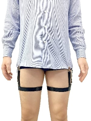 Picture of 2pcs Stays Holders Elastic Shirt Garter Non-slip Locking Clamps Uniform - Black