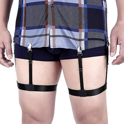 Picture of Mens Shirt Stays Shirt Holder Straps Adjustable Non-slip Locking Clamps - Black