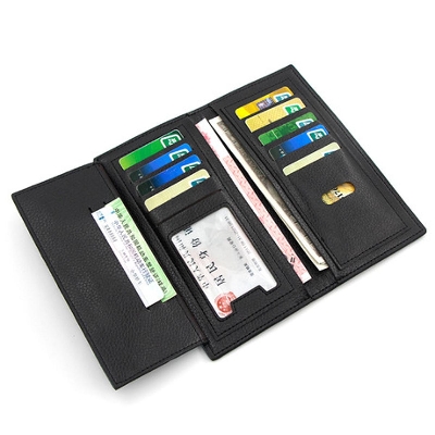Picture of Men's Wallet Leather Wallet Male Organizer 2 Folds Credit Card Holder Men Long Wallet - Black
