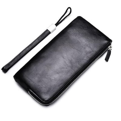 Picture of Men new design small slim with zipper soft handbag wallet - Black