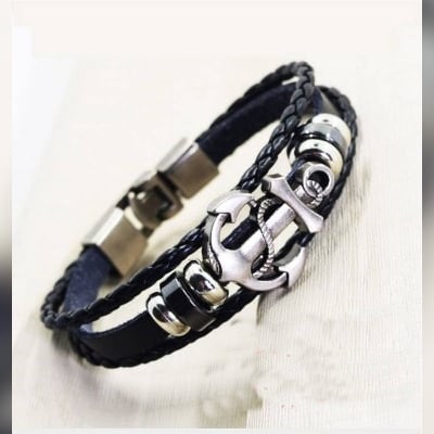 Picture of Leather Bracelet(Null) - Silver