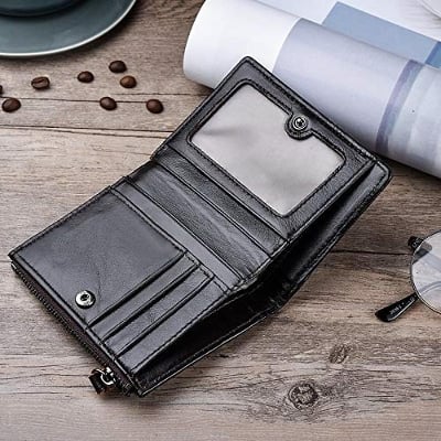 Picture of Men's Leather Zipper wallet For Men - Black