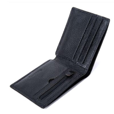 Picture of Business Casual Men Fashion  Leather Wallet with Card Holder - Black