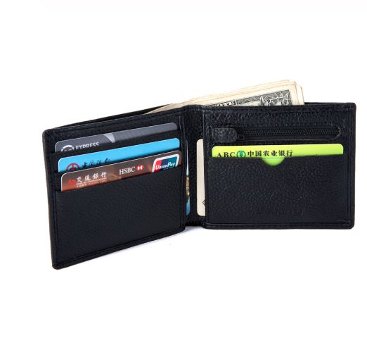Picture of Business Casual Men Fashion  Leather Wallet with Card Holder - Black