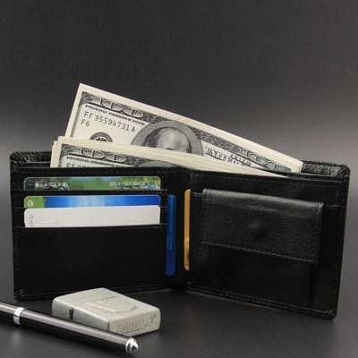 Picture of Mens Luxury Soft Quality Leather Wallet with Card Holder - Black