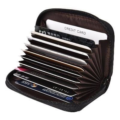 Picture of Wallets for Women Small Blocking Zipper Credit Card Wallet/Purse - Chocolate