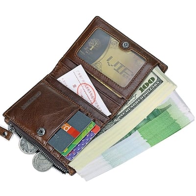 Picture of Men's Leather Zipper wallet For Men - Chocolate